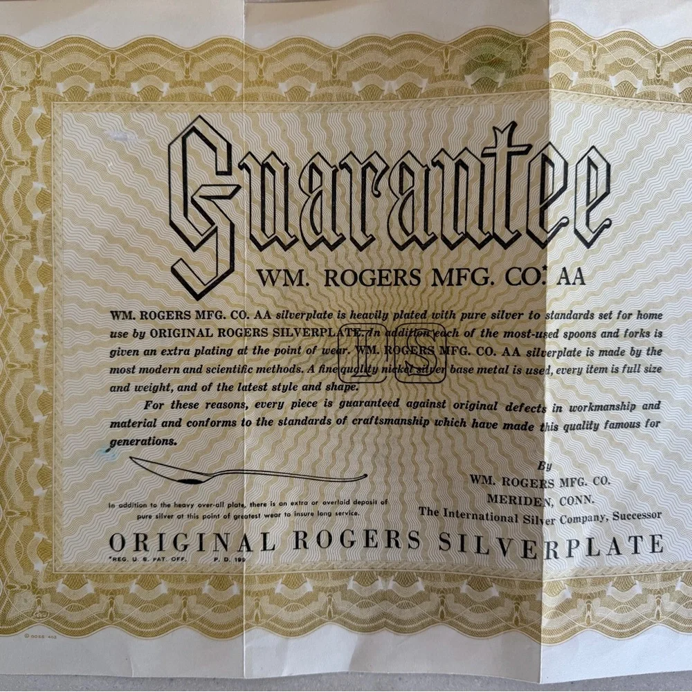 Vintage 50’s WM. Roger’s Mfg. Co. Silverware Set W/ Certificate 55 Pcs